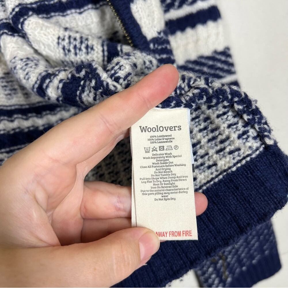 Woolovers Textured Stripe Zip Cardigan 100% Lambswool Size Small - Picture 11 of 14